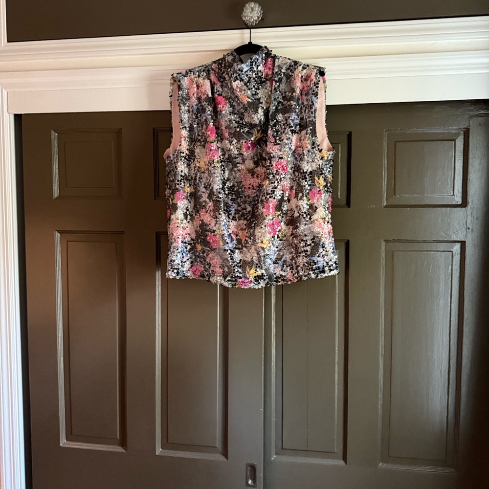 Amanda Uprichard Multicolor Floral Sequin  Blouse